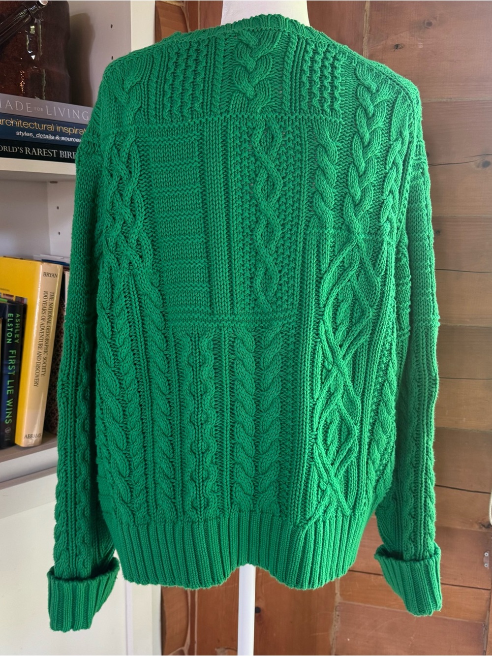 Ralph Lauren Green Cable-Knit American Flag Sweater - Picture 3 of 4